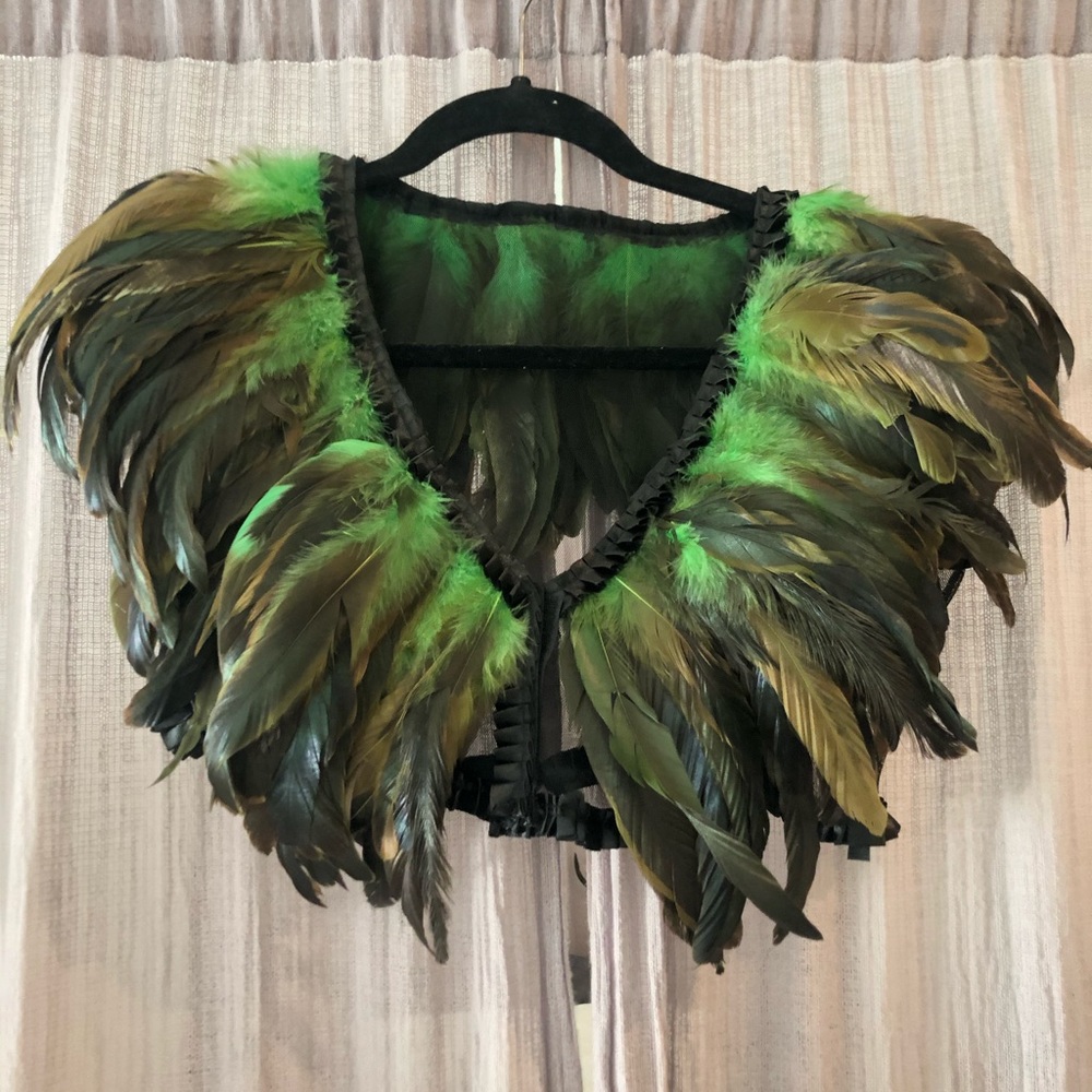 Green Iridescent Feather Vest Halloween Costume